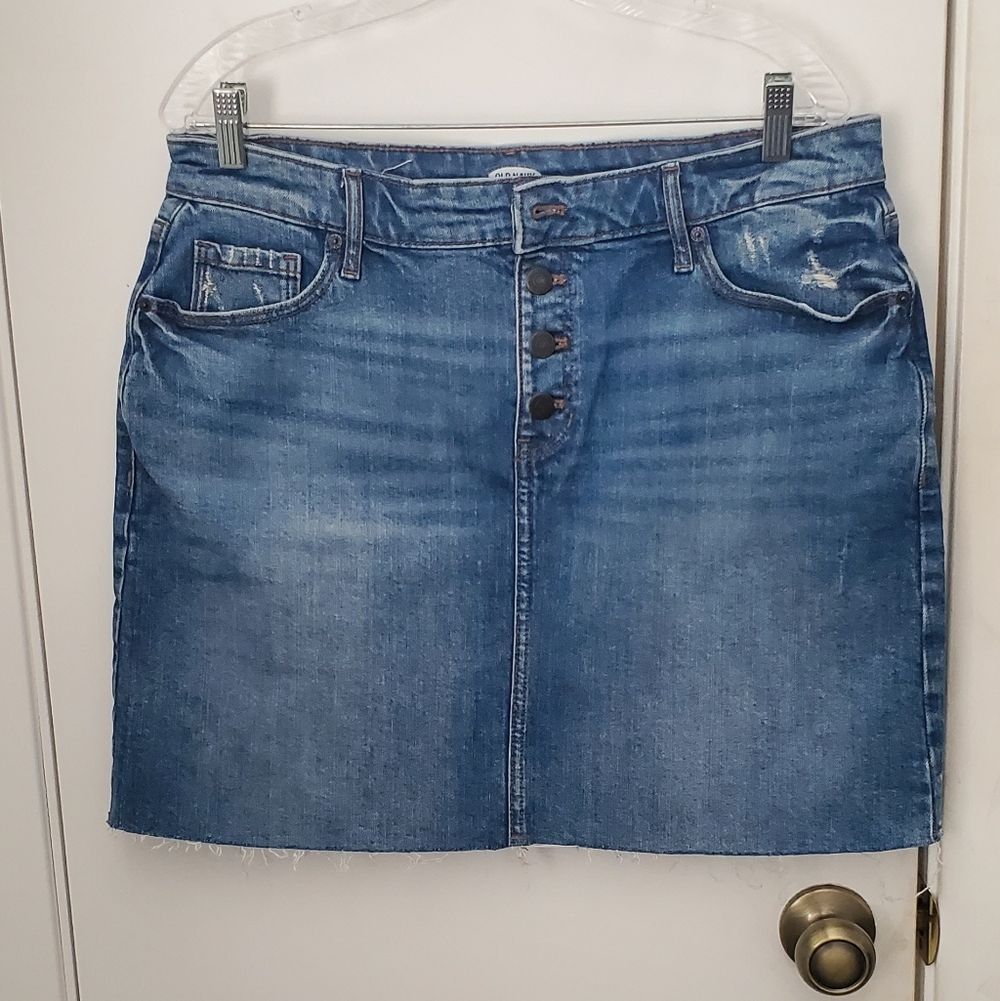 Old Navy Denim Button Front Mini Skirt Women's Size 14